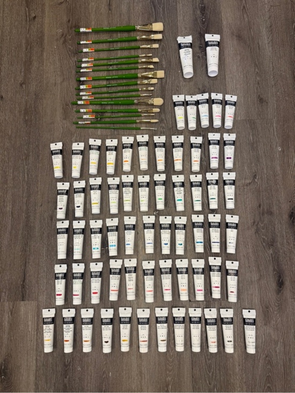 New Liquitex Acrylic Paint Lot with Professional Grade Paintbrushes